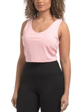 NWT Yogalicious Lux Everyday Cloud Cropped Tank Pink Size M Yoga Ballet Pilates